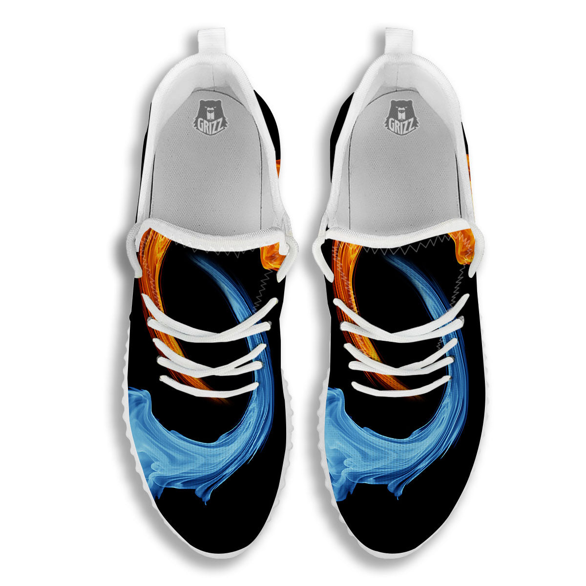 Twin Flame Blue And Red Print White Walking Shoes-grizzshop
