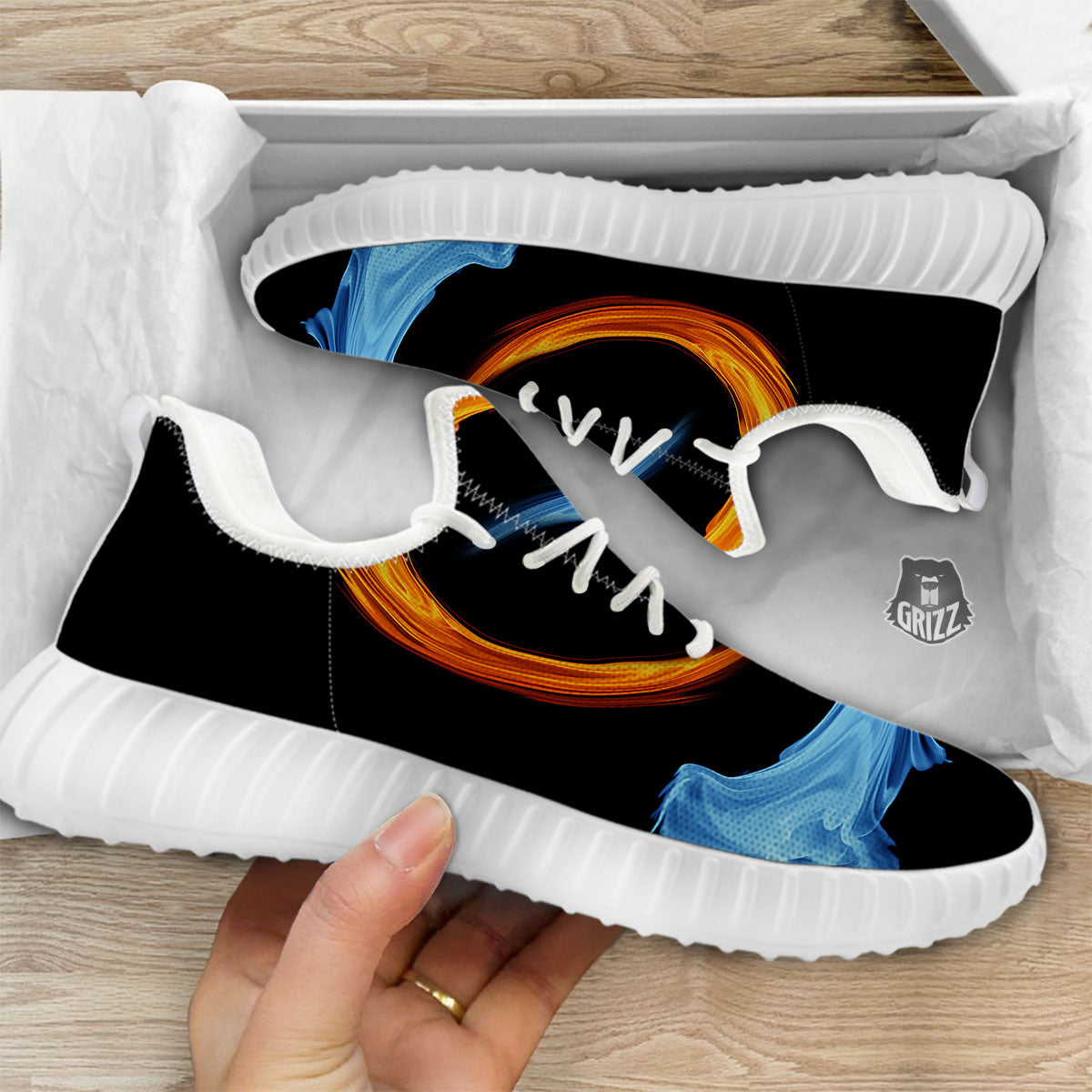 Twin Flame Blue And Red Print White Walking Shoes-grizzshop