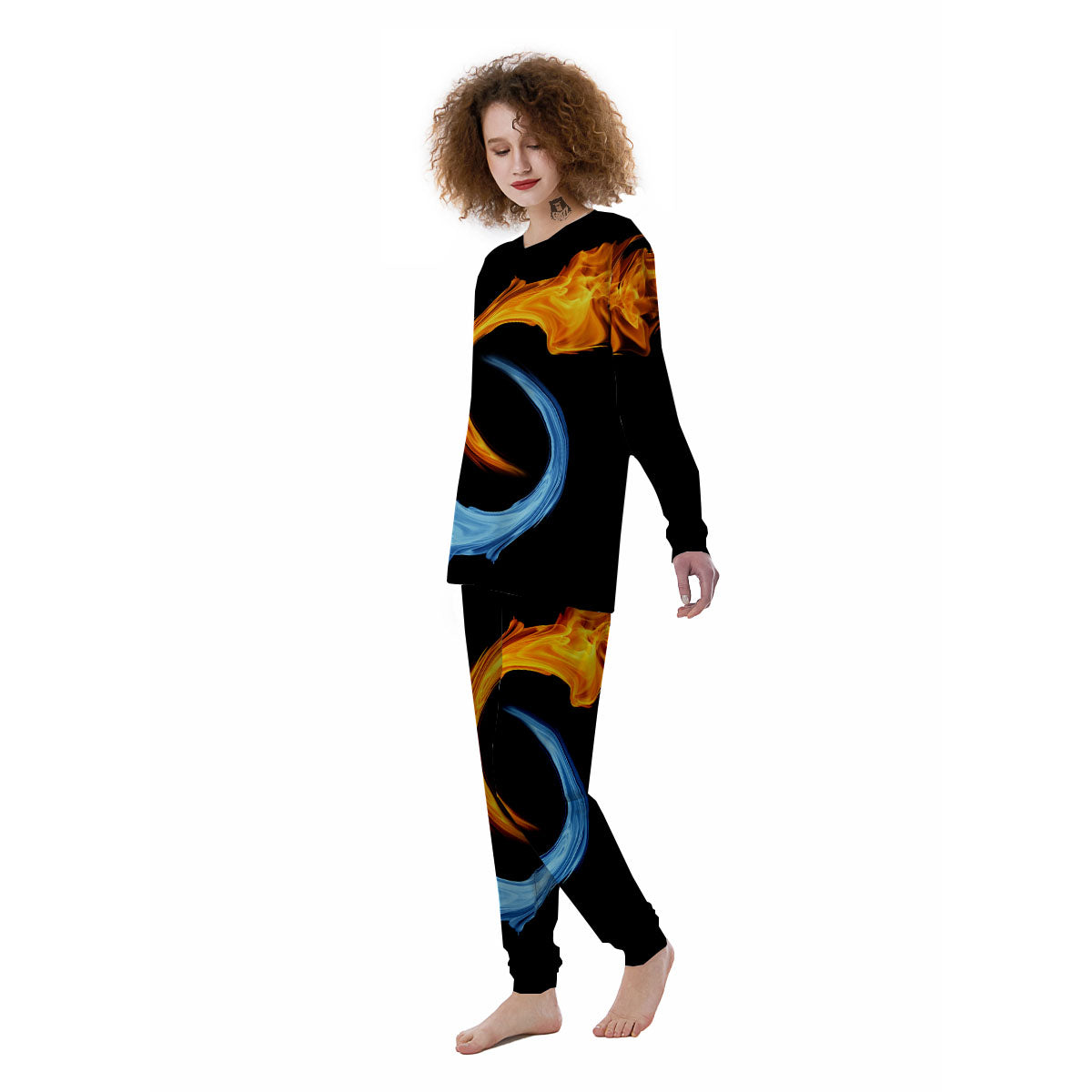 Twin Flame Blue And Red Print Women's Pajamas-grizzshop