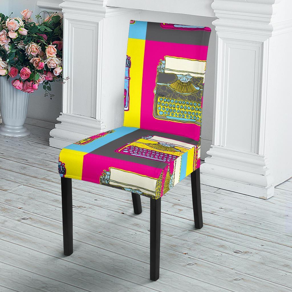 Typewriter Pattern Print Chair Cover-grizzshop