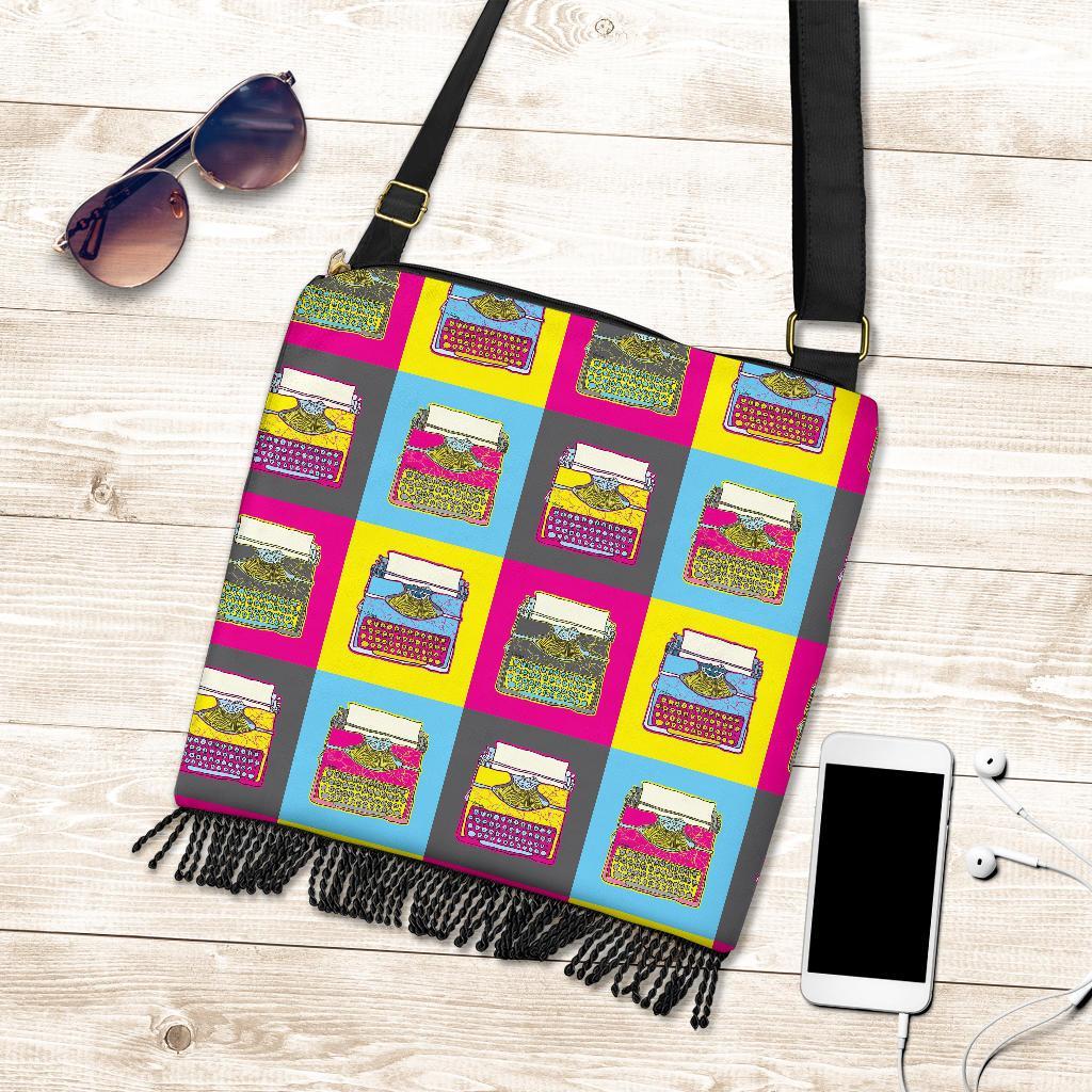 Typewriter Pattern Print Crossbody Bags-grizzshop