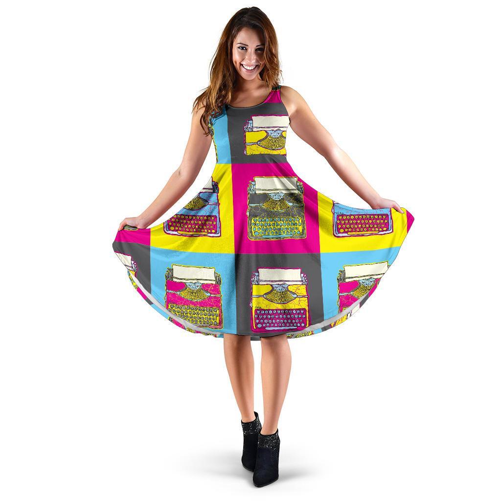 Typewriter Pattern Print Dress-grizzshop