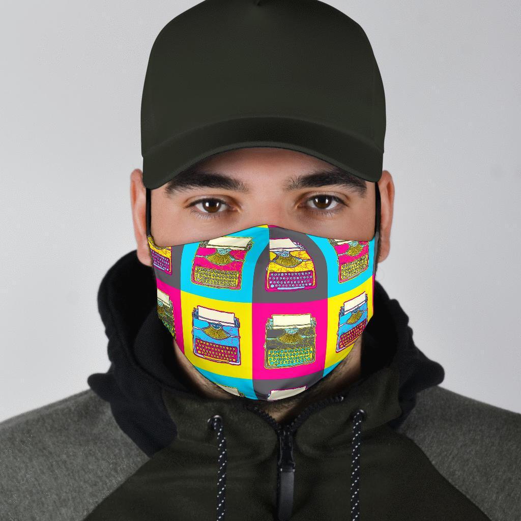 Typewriter Pattern Print Face Mask-grizzshop