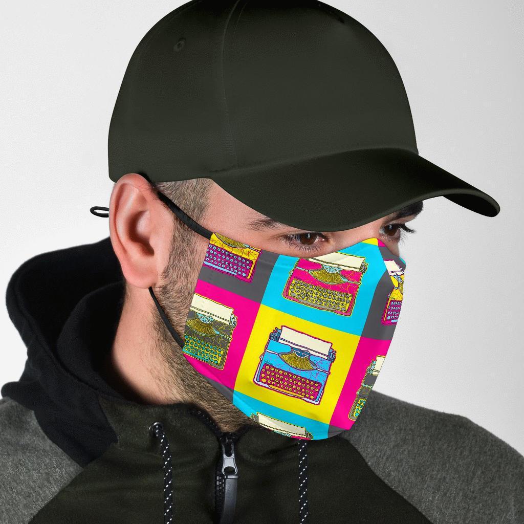 Typewriter Pattern Print Face Mask-grizzshop