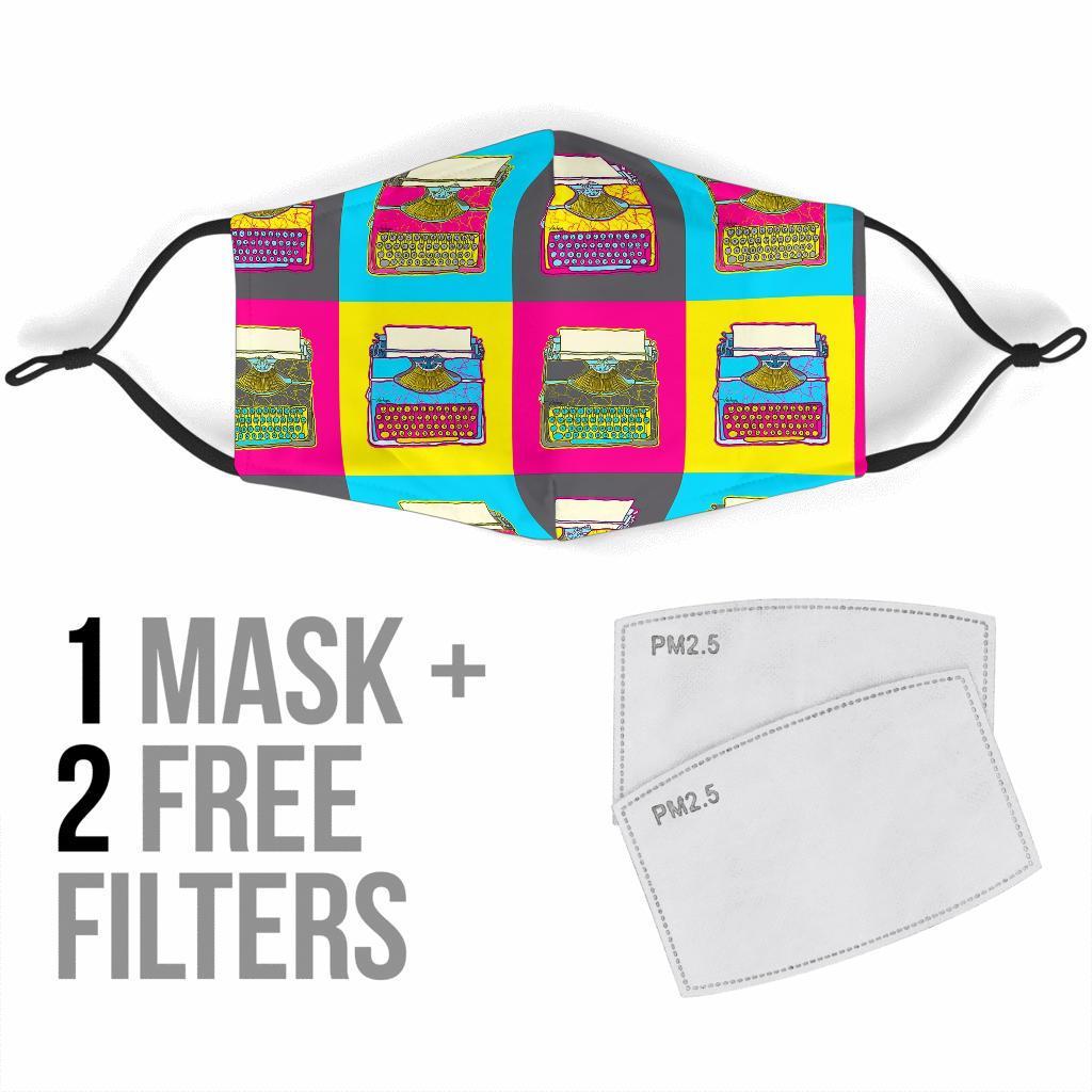 Typewriter Pattern Print Face Mask-grizzshop