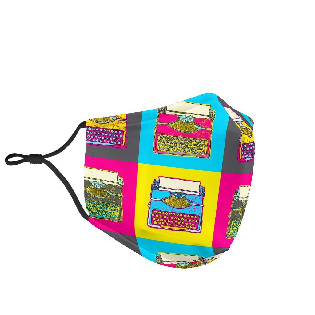 Typewriter Pattern Print Face Mask-grizzshop