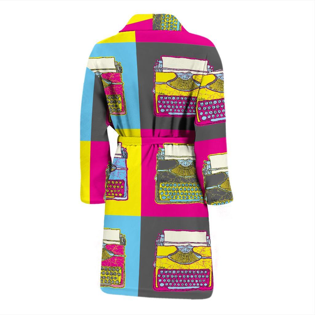 Typewriter Pattern Print Men Long Robe-grizzshop