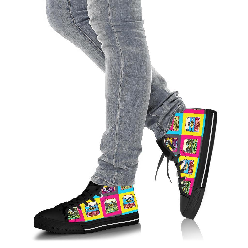 Typewriter Pattern Print Men Women's High Top Shoes-grizzshop