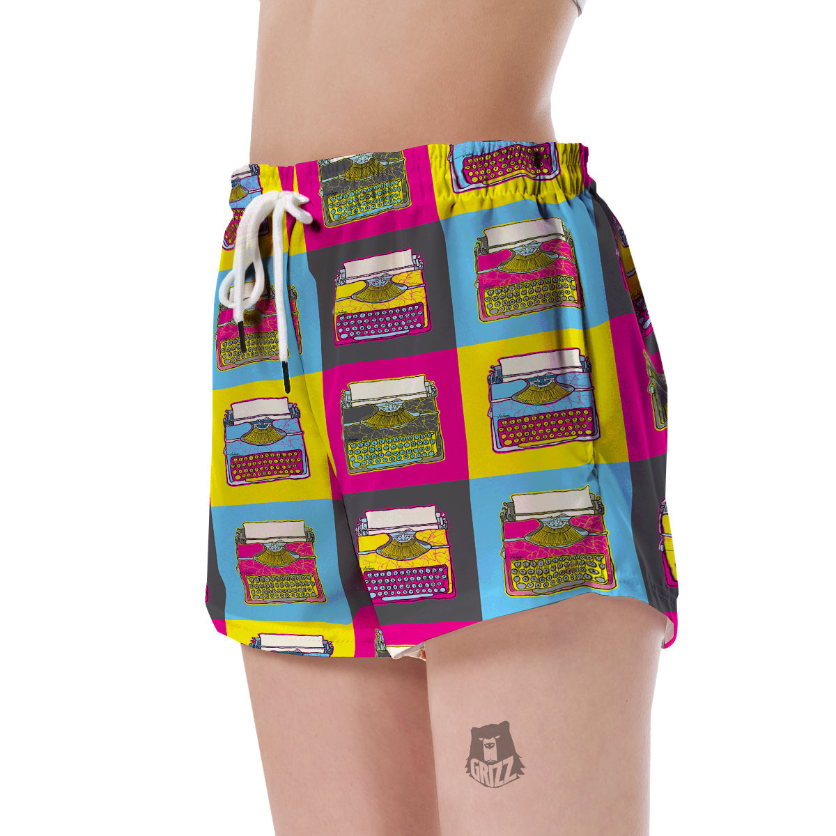 Typewriter Pattern Print Women's Shorts-grizzshop