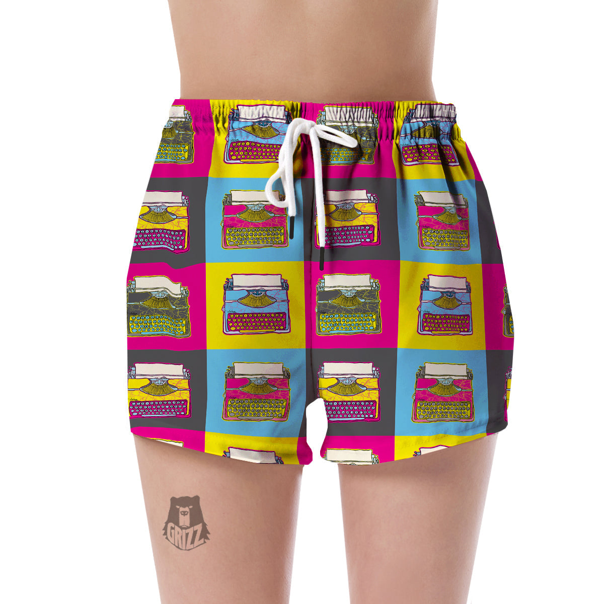 Typewriter Pattern Print Women's Shorts-grizzshop