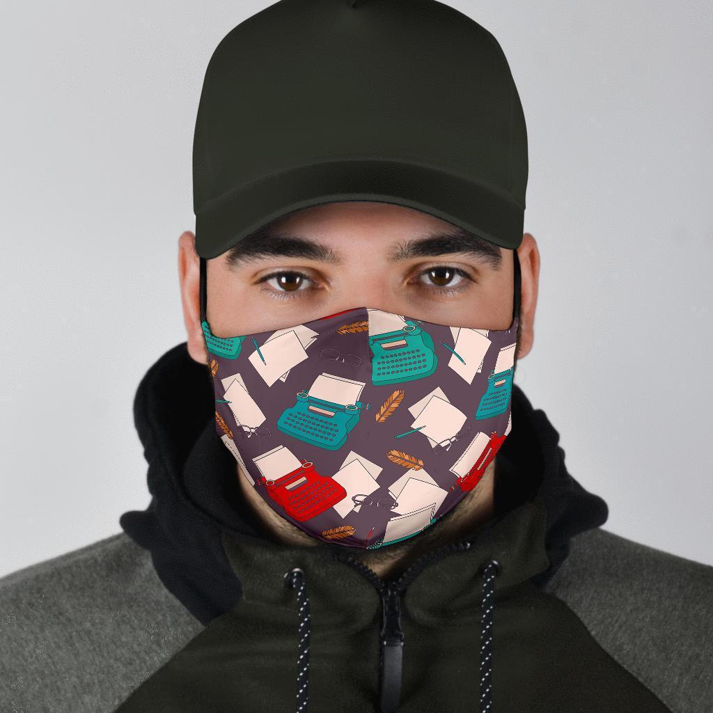 Typewriter Print Pattern Face Mask-grizzshop