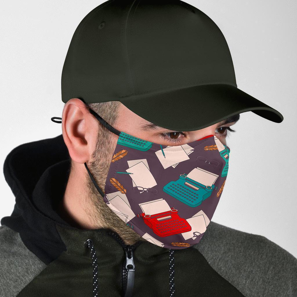 Typewriter Print Pattern Face Mask-grizzshop