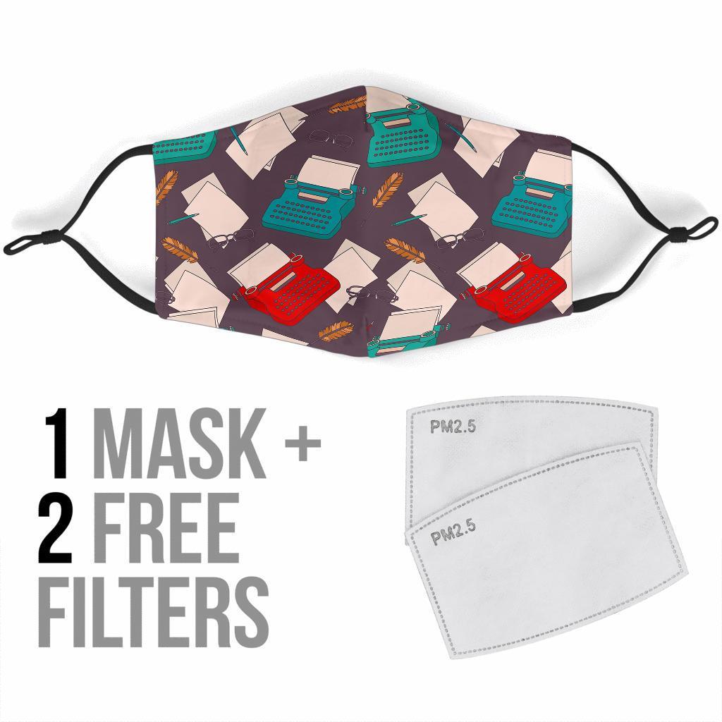 Typewriter Print Pattern Face Mask-grizzshop