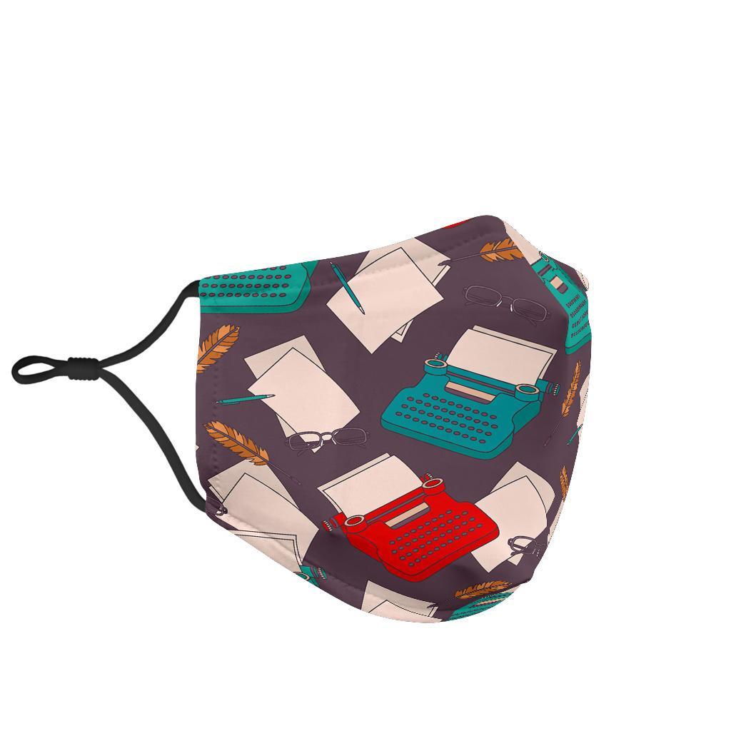 Typewriter Print Pattern Face Mask-grizzshop