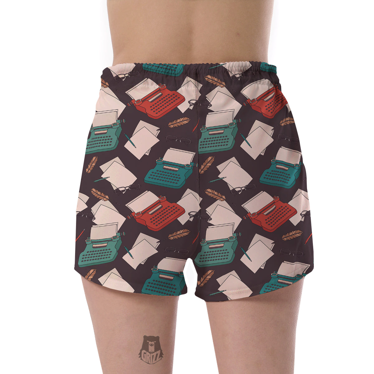 Typewriter Print Pattern Women's Shorts-grizzshop