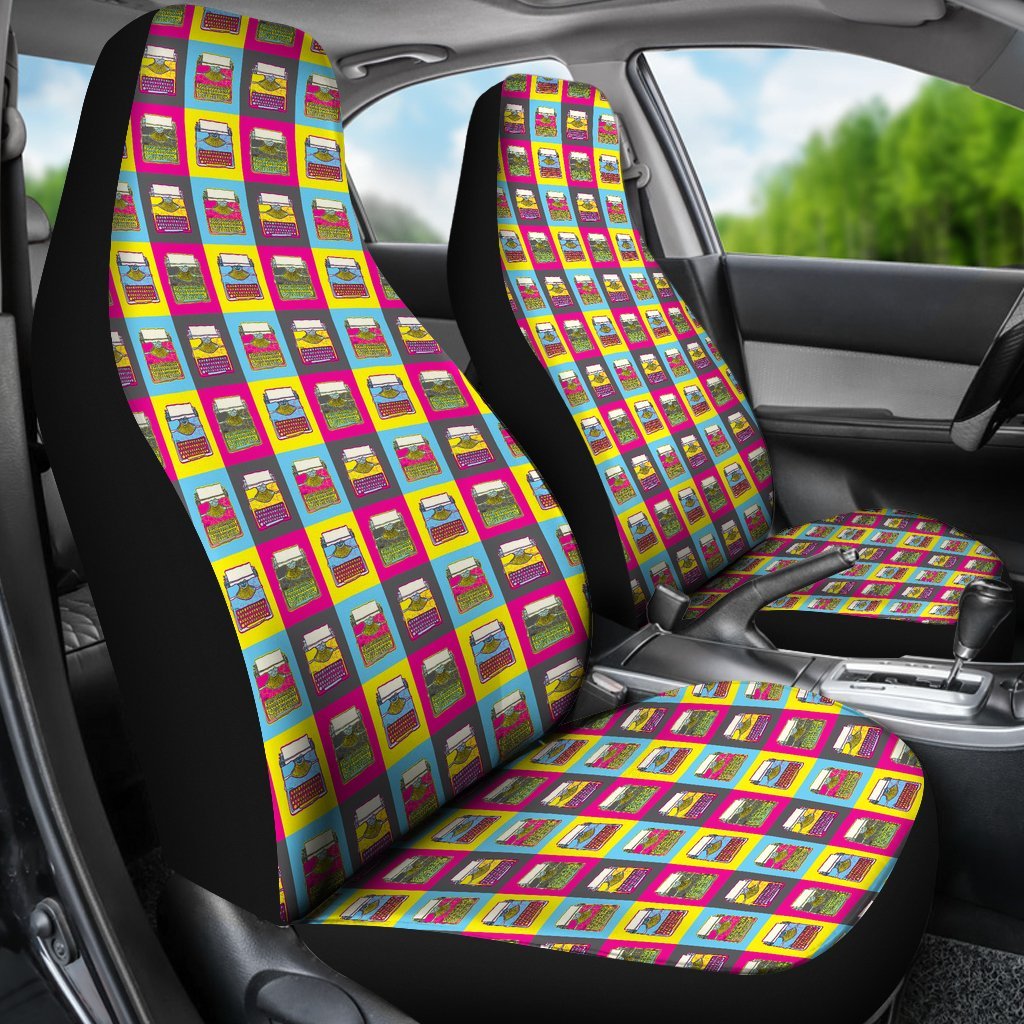 Typewriter Pattern Print Universal Fit Car Seat Cover-grizzshop