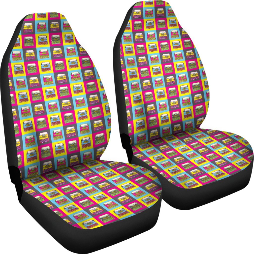 Typewriter Pattern Print Universal Fit Car Seat Cover-grizzshop