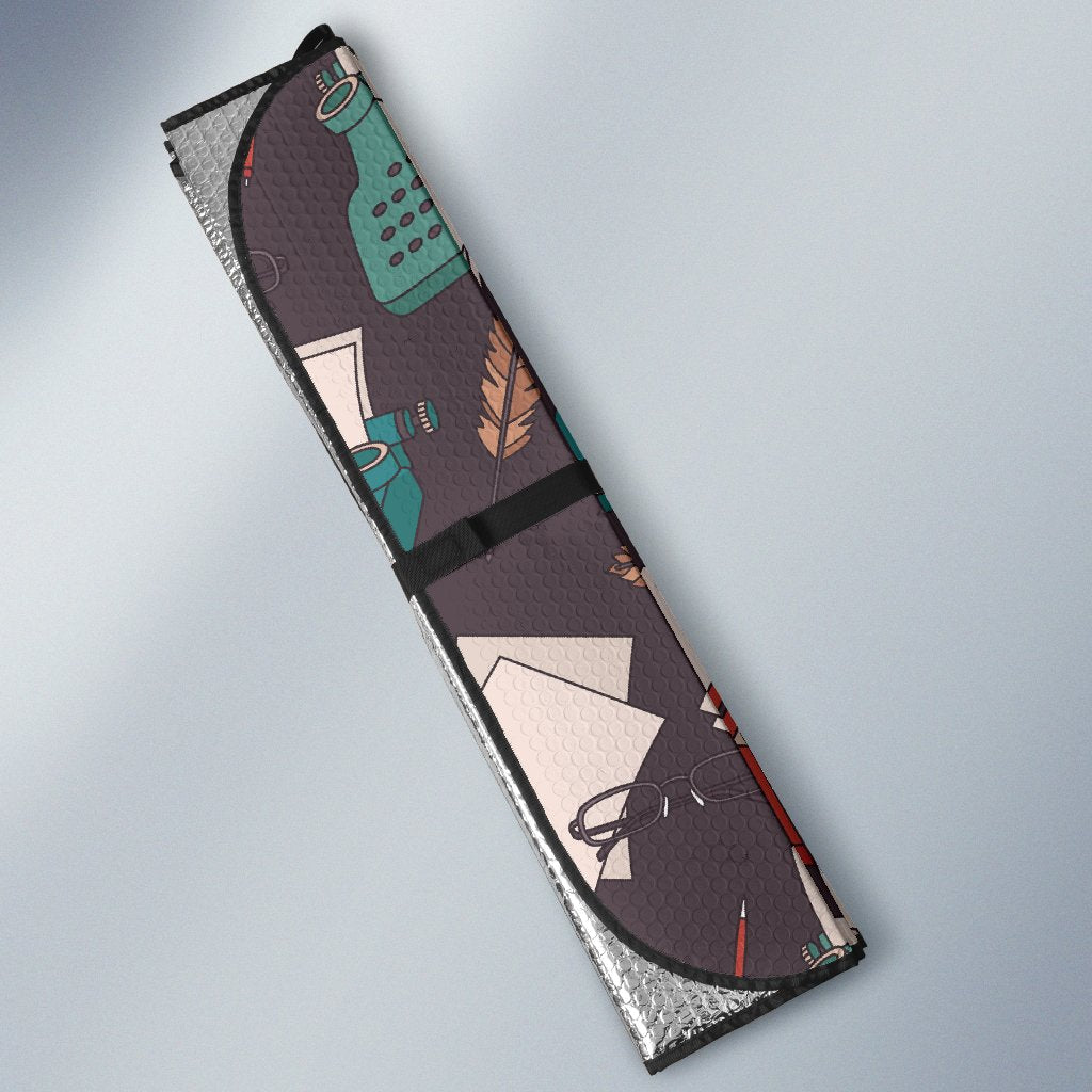 Typewriter Print Pattern Car Sun Shade-grizzshop