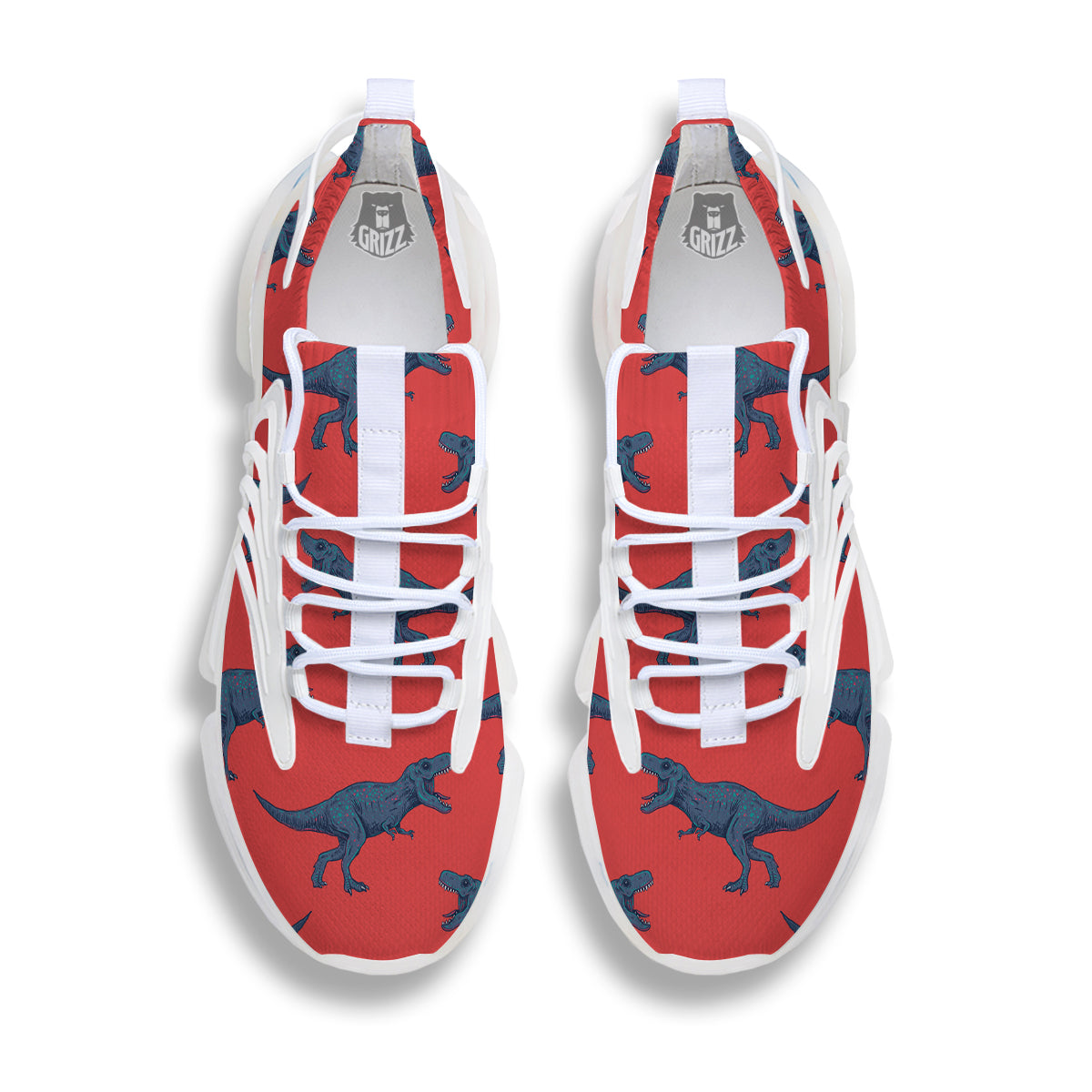 Tyrannosaurus Rex Print Pattern White Gym Shoes-grizzshop