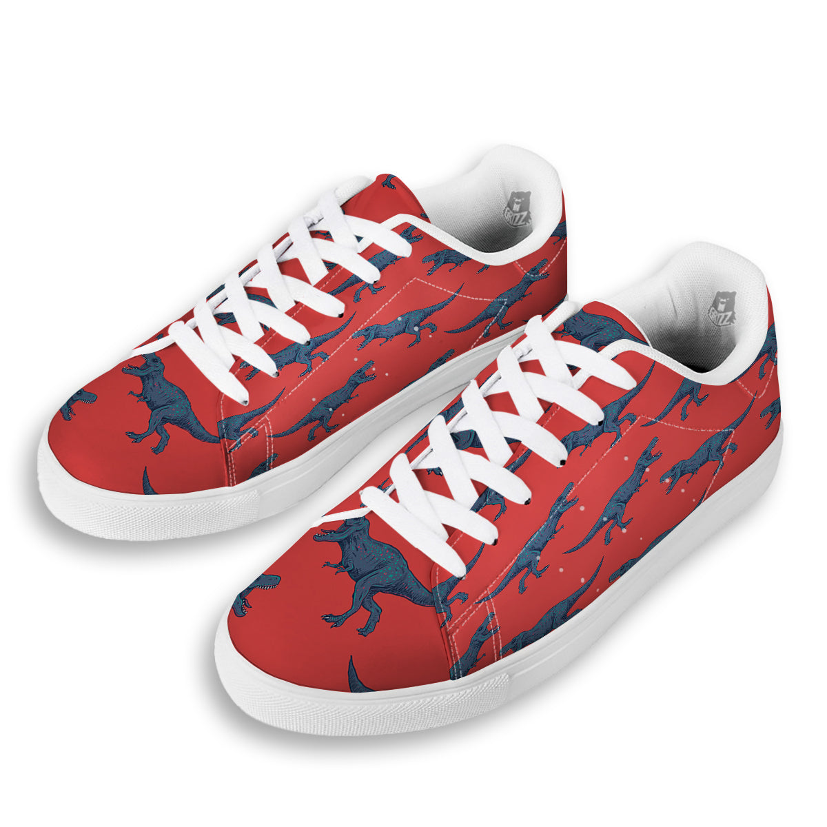 Tyrannosaurus Rex Print Pattern White Low Top Sneakers-grizzshop