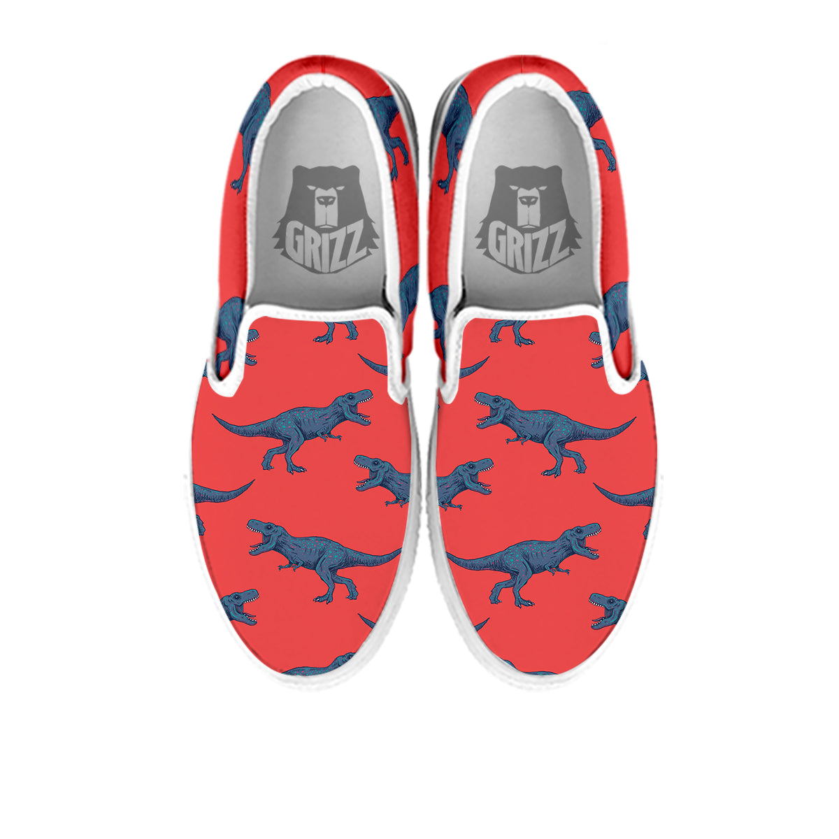 Tyrannosaurus Rex Print Pattern White Slip On Shoes-grizzshop