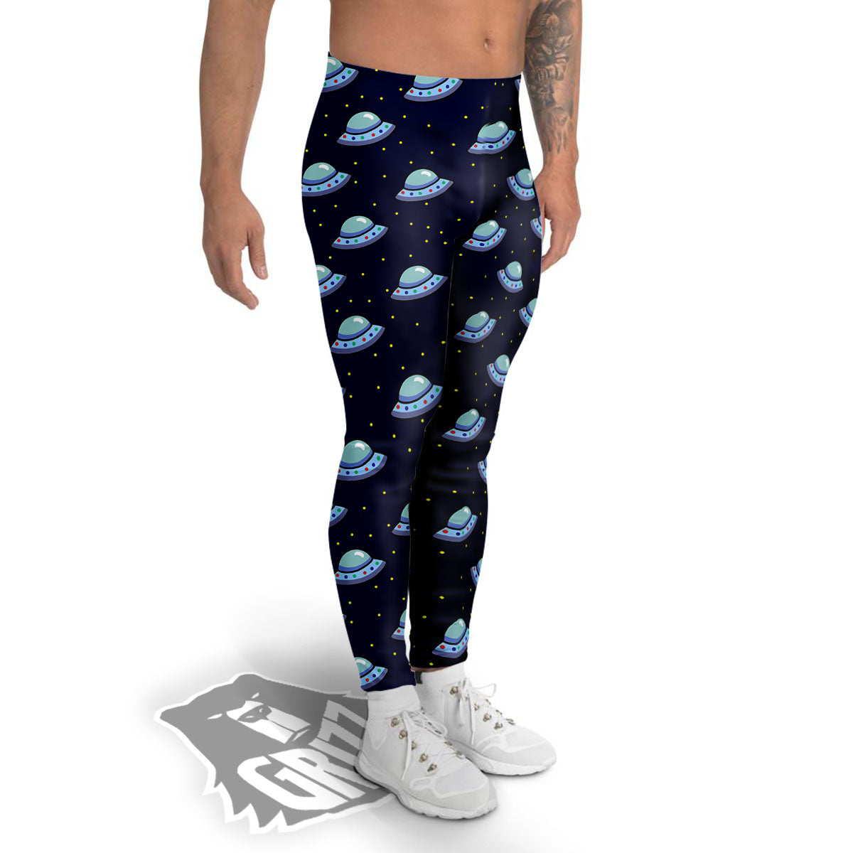 UFO Galaxy Print Pattern Men's Leggings-grizzshop
