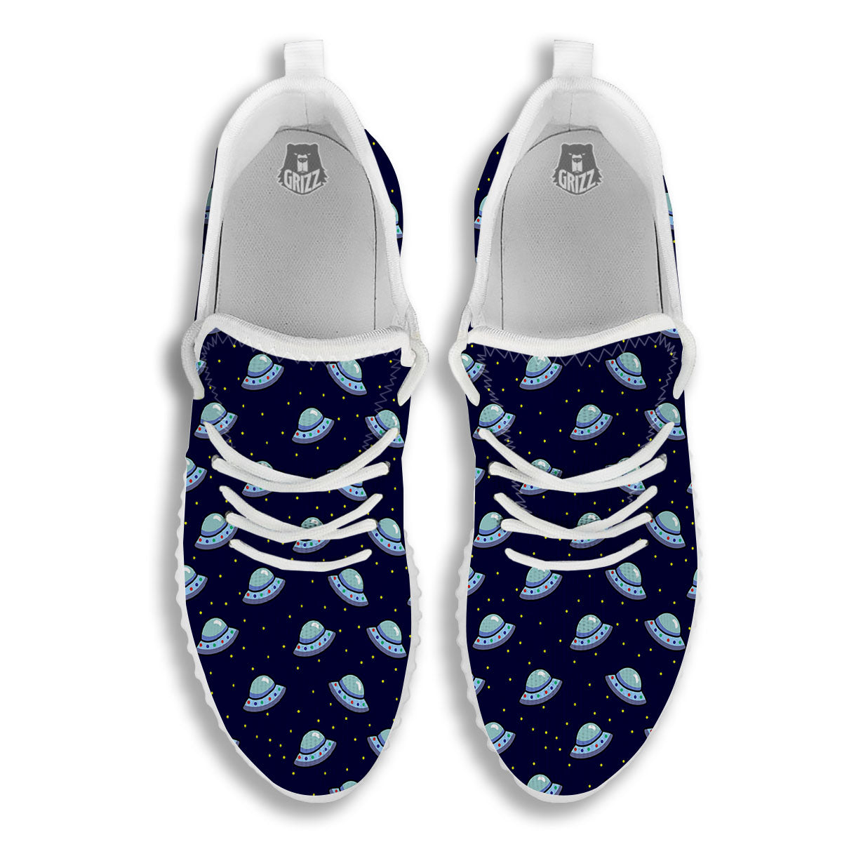 UFO Galaxy Print Pattern White Walking Shoes-grizzshop