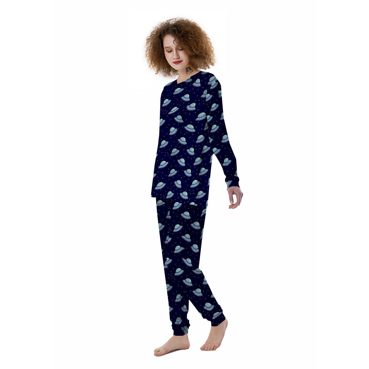 UFO Galaxy Print Pattern Women's Pajamas-grizzshop