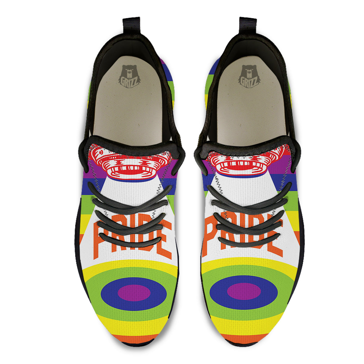 UFO LGBT Pride Rainbow Print Black Athletic Shoes-grizzshop