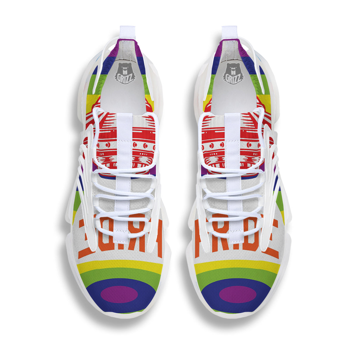 UFO LGBT Pride Rainbow Print White Gym Shoes-grizzshop