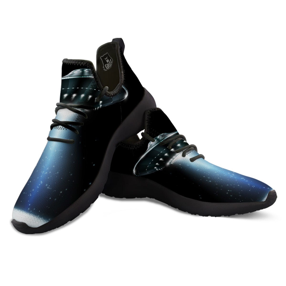 UFO Night Dark Print Black Athletic Shoes-grizzshop