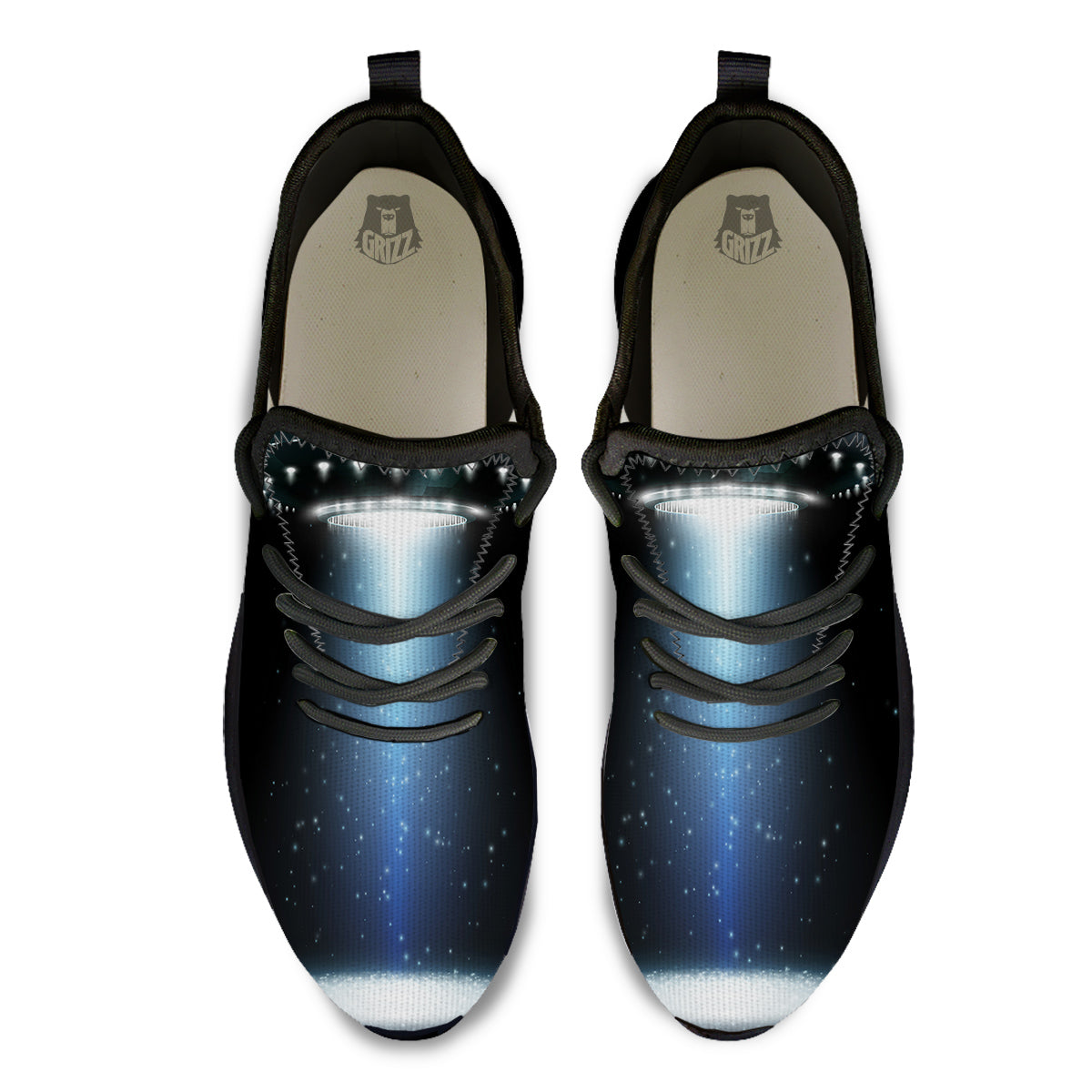UFO Night Dark Print Black Athletic Shoes-grizzshop