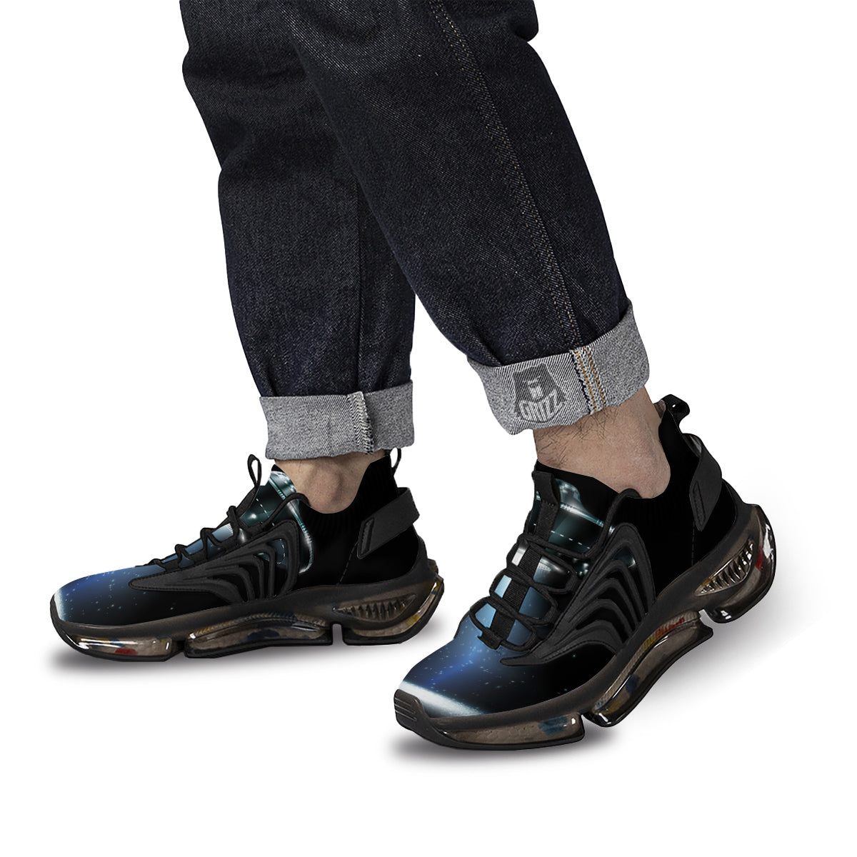UFO Night Dark Print Black Gym Shoes-grizzshop