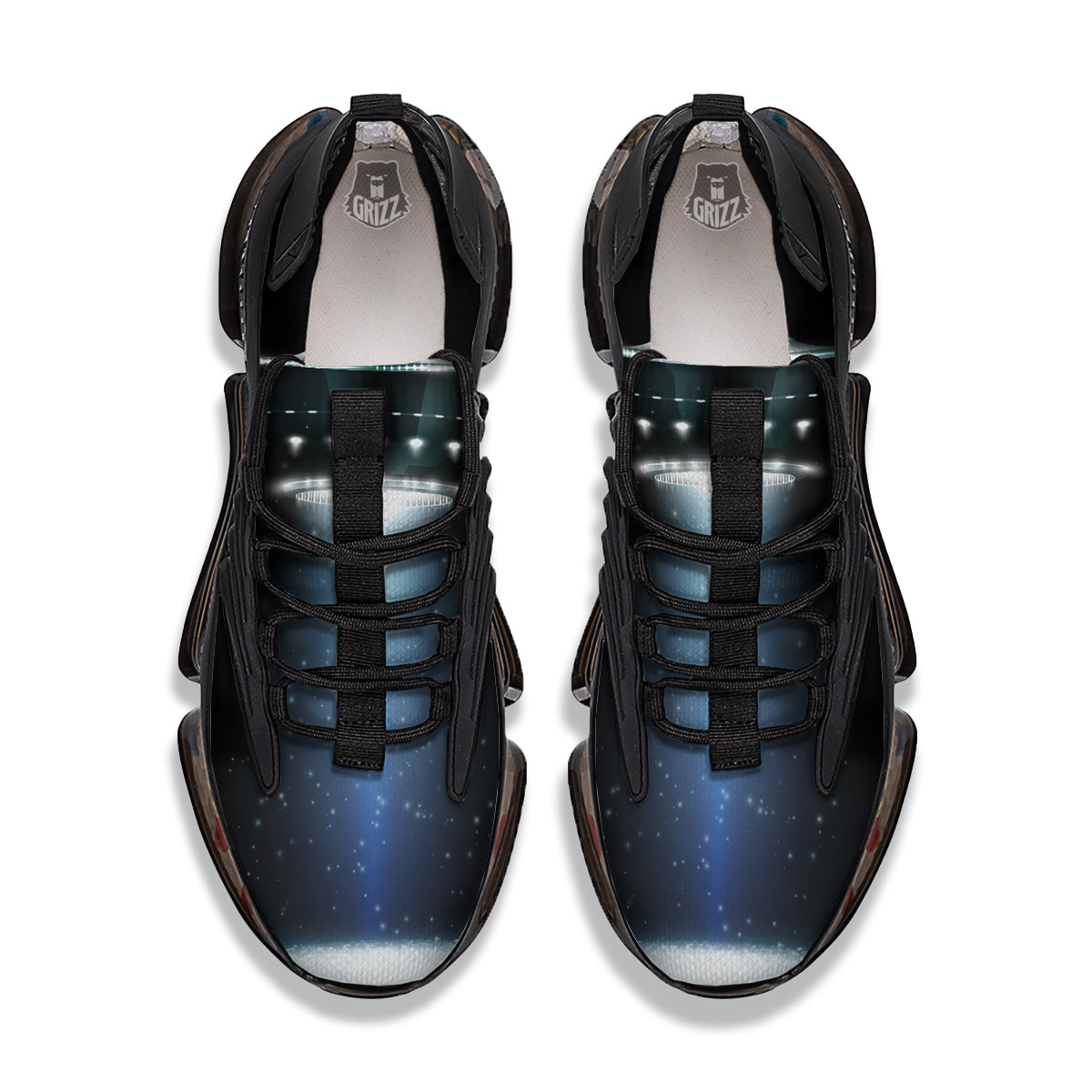 UFO Night Dark Print Black Gym Shoes-grizzshop