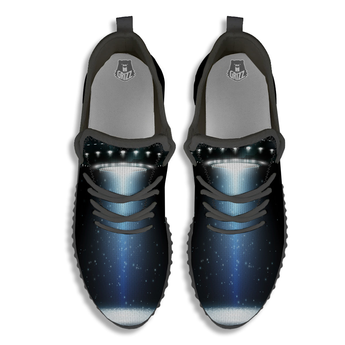 UFO Night Dark Print Black Walking Shoes-grizzshop