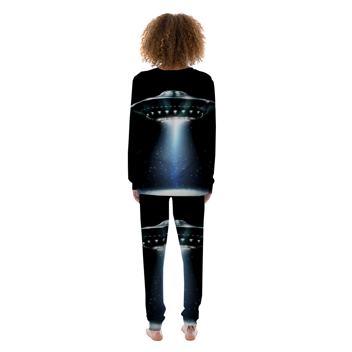 UFO Night Dark Print Women's Pajamas-grizzshop