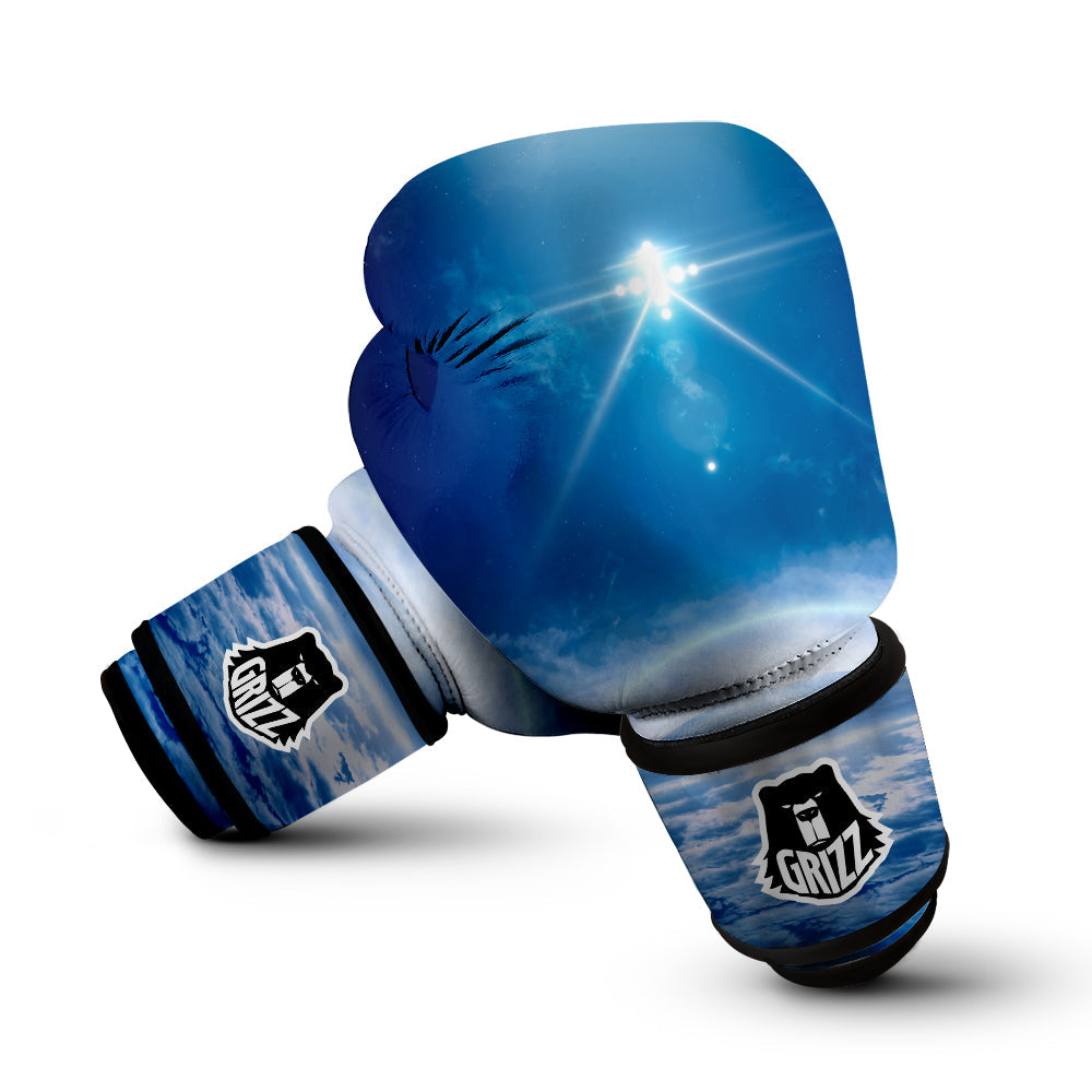 UFO On Planet Earth Print Boxing Gloves-grizzshop