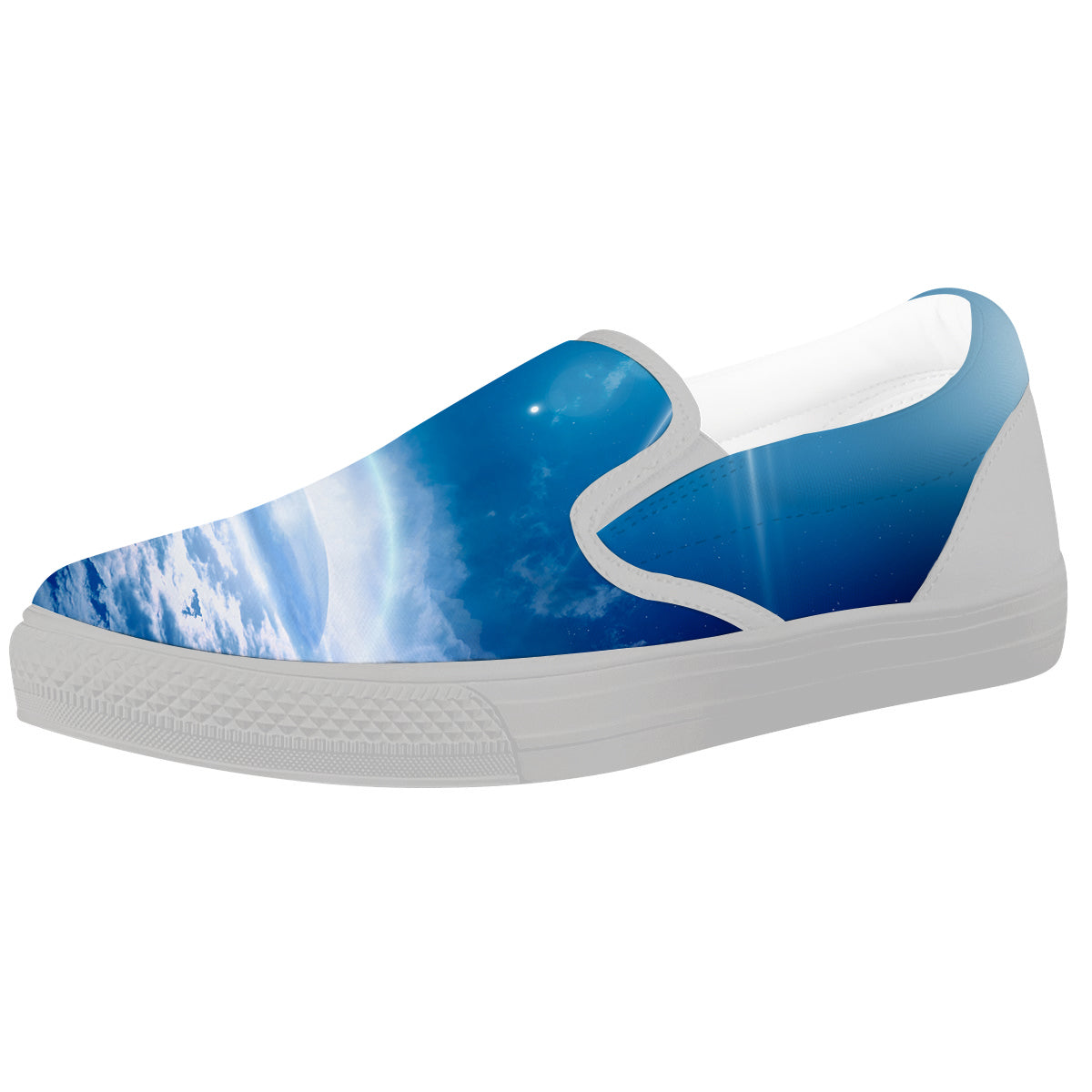 UFO On Planet Earth Print White Slip On Shoes-grizzshop