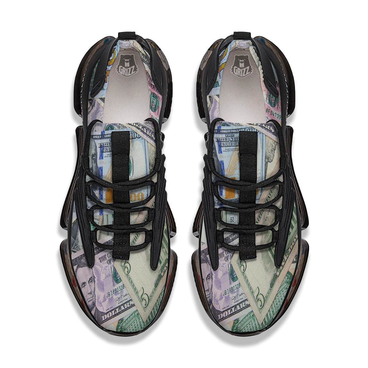 US Dollar Print Black Gym Shoes-grizzshop