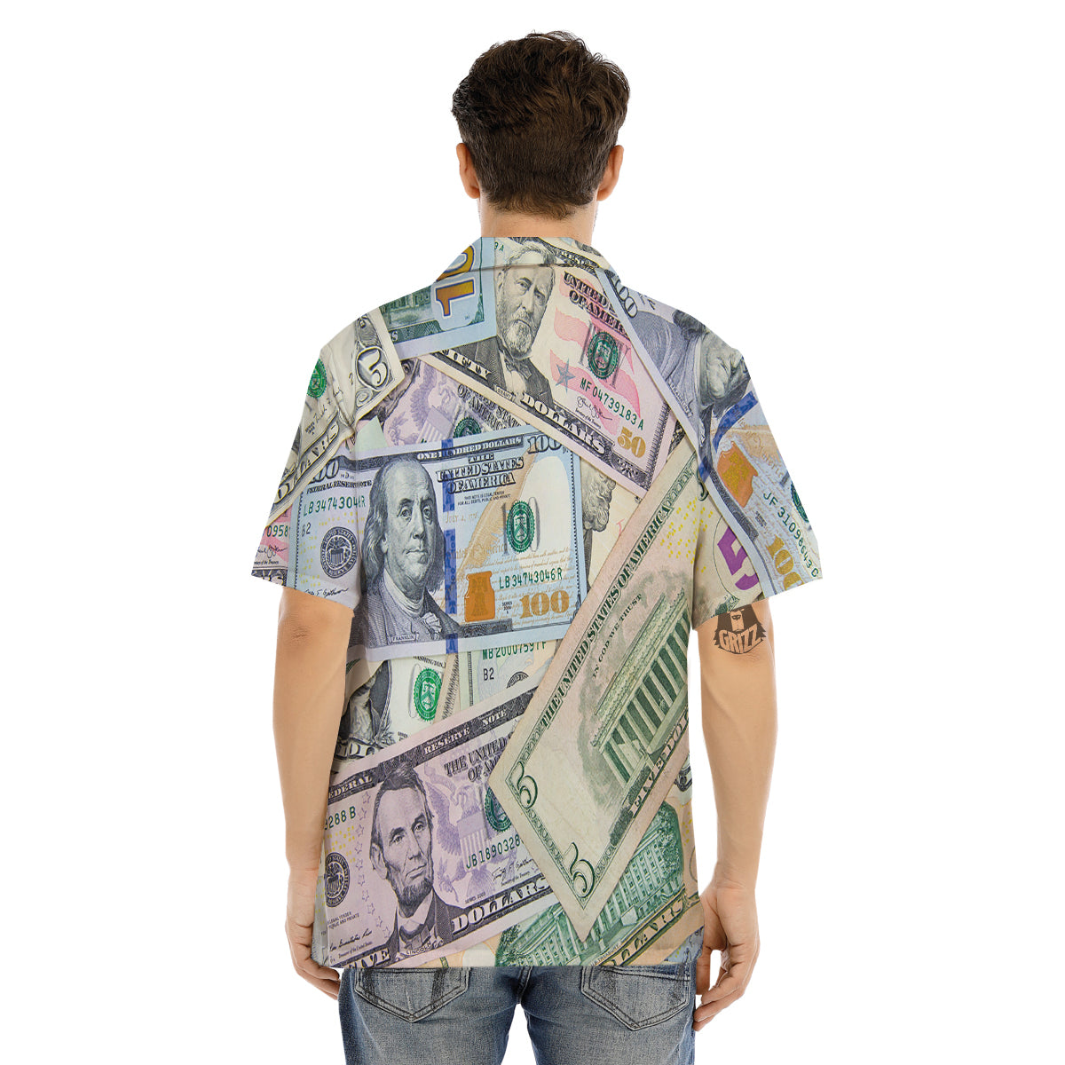 US Dollar Print Men's Hawaiian Shirt-grizzshop
