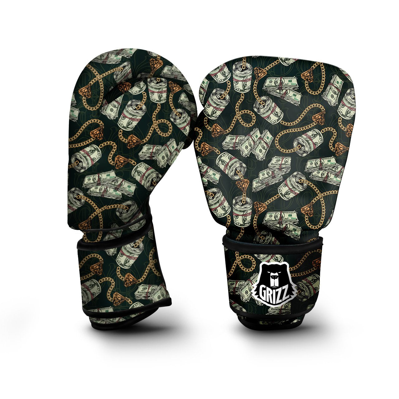 US Dollar Print Pattern Boxing Gloves-grizzshop