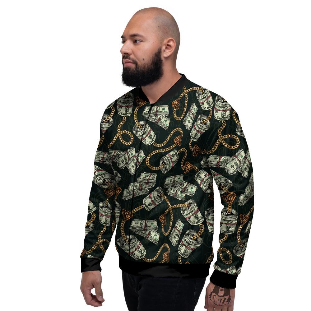 US Dollar Print Pattern Men's Bomber Jacket-grizzshop