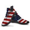 USA Flag Grunge Print Black Walking Shoes-grizzshop