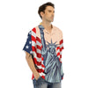 USA Flag Statue of Liberty Print Men's Hawaiian Shirt-grizzshop