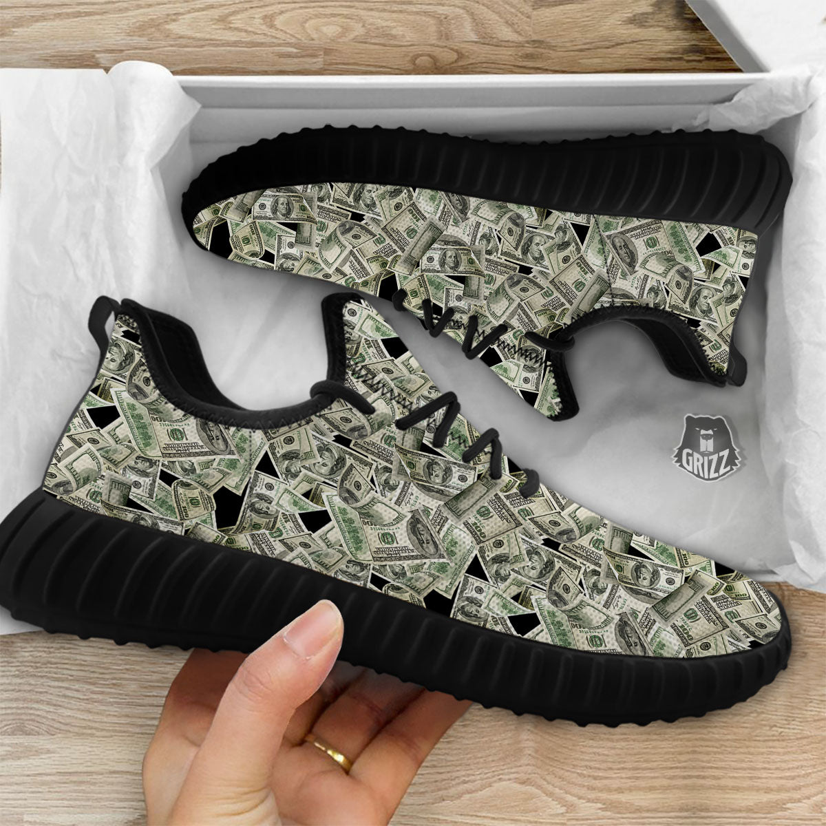 USD Flying Print Black Walking Shoes-grizzshop