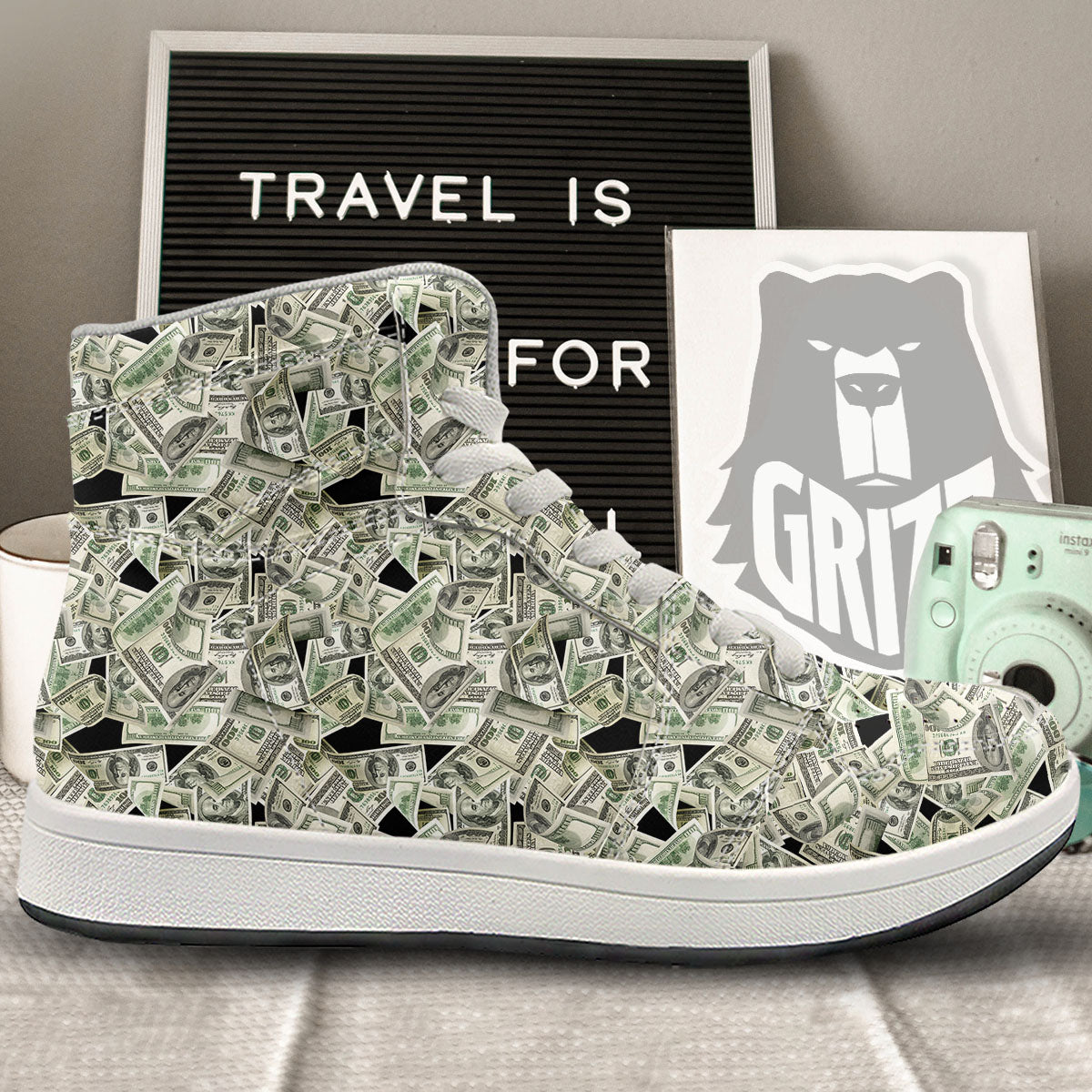 USD Flying Print High Top Sneakers-grizzshop