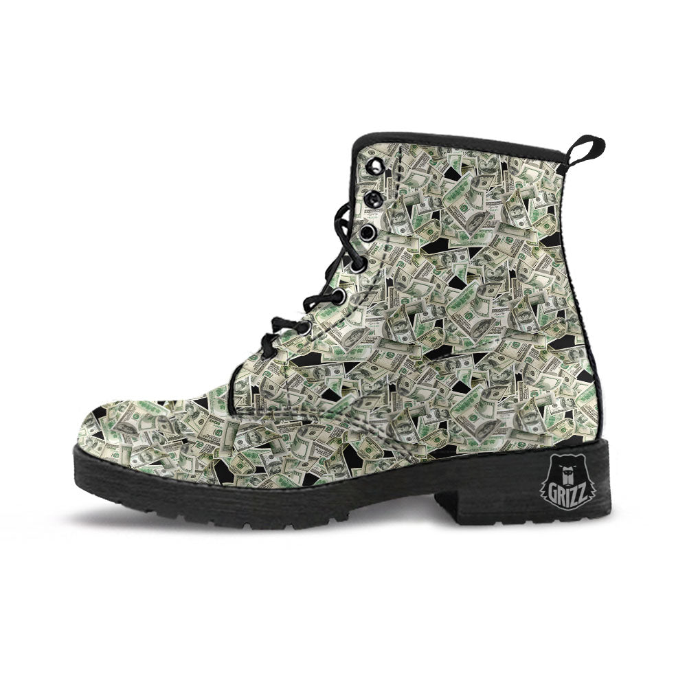 USD Flying Print Leather Boots-grizzshop
