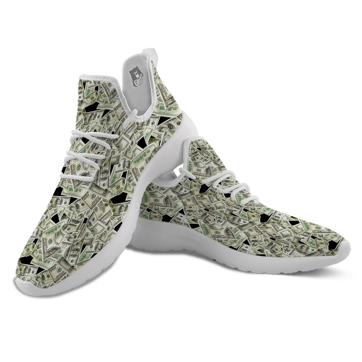 USD Flying Print White Athletic Shoes-grizzshop