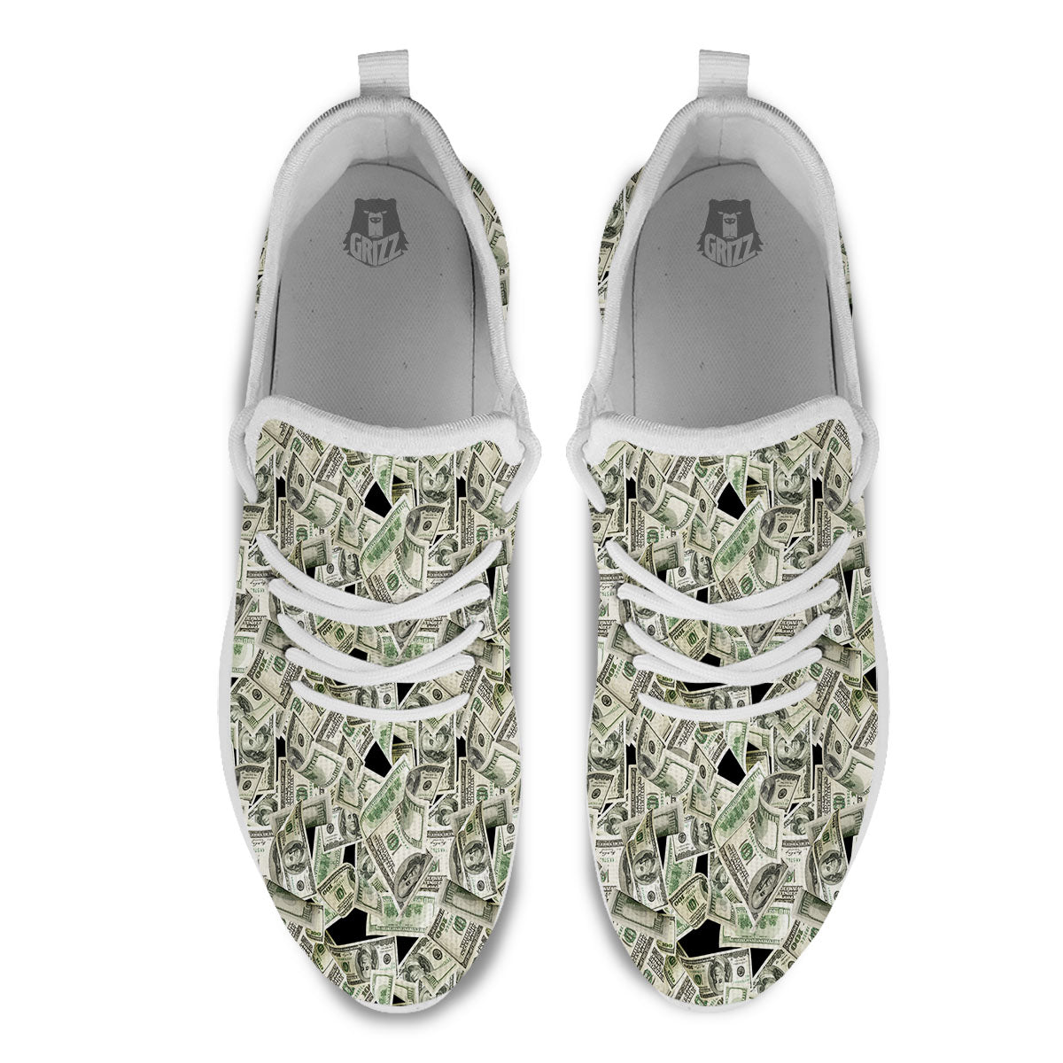 USD Flying Print White Athletic Shoes-grizzshop