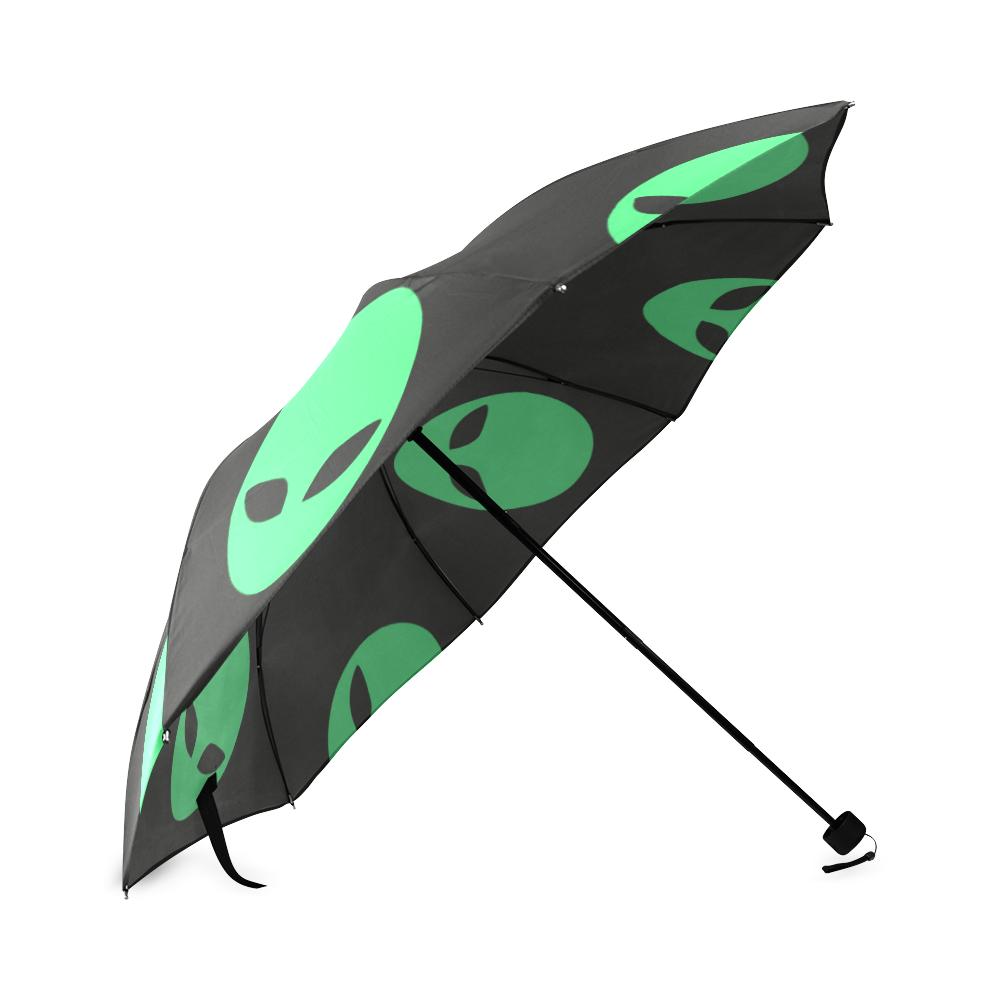 Ufo Alien Pattern Print Foldable Umbrella-grizzshop